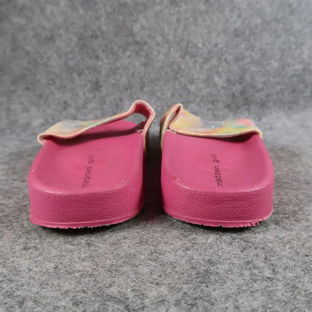Madden Girl Shoes Kids 1 Sandals Slides Slip On Glitter Multicolor Pink Casual